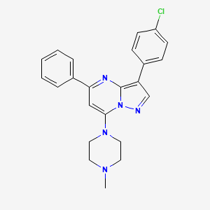 molecular formula C23H22ClN5 B2551697 3-(4-Chlorophenyl)-7-(4-methylpiperazin-1-yl)-5-phenylpyrazolo[1,5-a]pyrimidine CAS No. 879578-36-6