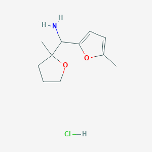 molecular formula C11H18ClNO2 B2551733 (5-methylfuran-2-yl)(2-methyloxolan-2-yl)methanamine hydrochloride CAS No. 2361637-89-8