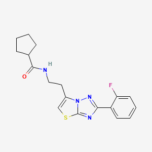 molecular formula C18H19FN4OS B2551762 N-(2-(2-(2-fluorophenyl)thiazolo[3,2-b][1,2,4]triazol-6-yl)ethyl)cyclopentanecarboxamide CAS No. 941901-07-1