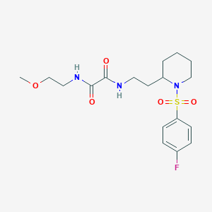 molecular formula C18H26FN3O5S B2551778 N'-{2-[1-(4-fluorobenzenesulfonyl)piperidin-2-yl]ethyl}-N-(2-methoxyethyl)ethanediamide CAS No. 898444-99-0