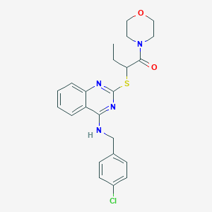 molecular formula C23H25ClN4O2S B2551794 2-((4-((4-Chlorobenzyl)amino)quinazolin-2-yl)thio)-1-morpholinobutan-1-one CAS No. 422532-29-4