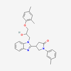 molecular formula C29H31N3O3 B2551801 4-{1-[3-(2,4-dimethylphenoxy)-2-hydroxypropyl]-1H-1,3-benzodiazol-2-yl}-1-(3-methylphenyl)pyrrolidin-2-one CAS No. 1018163-81-9