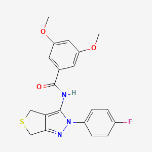 molecular formula C20H18FN3O3S B2551813 N-[2-(4-fluorophenyl)-2H,4H,6H-thieno[3,4-c]pyrazol-3-yl]-3,5-dimethoxybenzamide CAS No. 450343-21-2