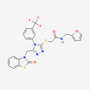 molecular formula C24H18F3N5O3S2 B2551851 N-(furan-2-ylmethyl)-2-((5-((2-oxobenzo[d]thiazol-3(2H)-yl)methyl)-4-(3-(trifluoromethyl)phenyl)-4H-1,2,4-triazol-3-yl)thio)acetamide CAS No. 896677-96-6