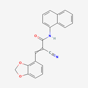 molecular formula C21H14N2O3 B2551883 3-(2H-1,3-benzodioxol-4-yl)-2-cyano-N-(naphthalen-1-yl)prop-2-enamide CAS No. 1181480-59-0