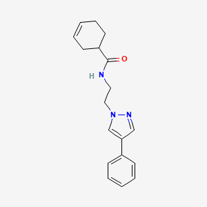 molecular formula C18H21N3O B2551885 N-(2-(4-phenyl-1H-pyrazol-1-yl)ethyl)cyclohex-3-enecarboxamide CAS No. 2034326-09-3