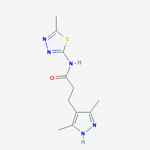 molecular formula C11H15N5OS B2551889 3-(3,5-dimethyl-1H-pyrazol-4-yl)-N-(5-methyl-1,3,4-thiadiazol-2-yl)propanamide CAS No. 1286696-86-3