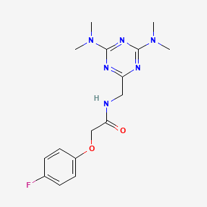 molecular formula C16H21FN6O2 B2551920 N-((4,6-bis(dimethylamino)-1,3,5-triazin-2-yl)methyl)-2-(4-fluorophenoxy)acetamide CAS No. 2034518-17-5