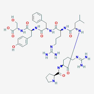 molecular formula C44H67N13O10 B025520 (2S)-2-[[(2S)-2-[[(2S)-2-[[(2S)-5-(diaminomethylideneamino)-2-[[(2S)-2-[[(2S)-5-(diaminomethylideneamino)-2-[[(2S)-pyrrolidine-2-carbonyl]amino]pentanoyl]amino]-4-methylpentanoyl]amino]pentanoyl]amino]-3-phenylpropanoyl]amino]-3-(4-hydroxyphenyl)propanoyl]amino]-3-hydroxypropanoic acid CAS No. 104186-26-7