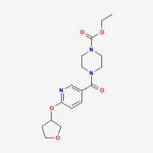 molecular formula C17H23N3O5 B2552002 ethyl 4-[6-(oxolan-3-yloxy)pyridine-3-carbonyl]piperazine-1-carboxylate CAS No. 1903084-71-8