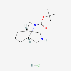 molecular formula C13H25ClN2O2 B2552038 tert-butyl rac-(1S,5R)-3,9-diazabicyclo[3.3.2]decane-9-carboxylate hydrochloride CAS No. 1820569-14-9