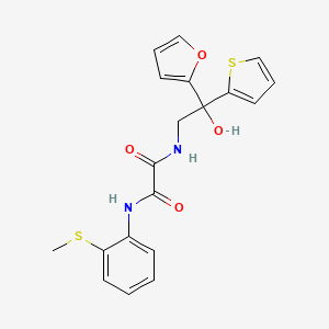 molecular formula C19H18N2O4S2 B2552040 N1-(2-(furan-2-yl)-2-hydroxy-2-(thiophen-2-yl)ethyl)-N2-(2-(methylthio)phenyl)oxalamide CAS No. 1903390-39-5