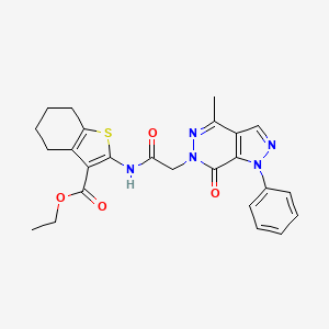 molecular formula C25H25N5O4S B2552042 ethyl 2-(2-(4-methyl-7-oxo-1-phenyl-1H-pyrazolo[3,4-d]pyridazin-6(7H)-yl)acetamido)-4,5,6,7-tetrahydrobenzo[b]thiophene-3-carboxylate CAS No. 955781-17-6