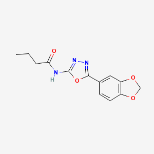 molecular formula C13H13N3O4 B2552043 N-(5-(benzo[d][1,3]dioxol-5-yl)-1,3,4-oxadiazol-2-yl)butyramide CAS No. 921900-04-1