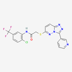 molecular formula C19H12ClF3N6OS B2552068 N-(2-chloro-5-(trifluoromethyl)phenyl)-2-((3-(pyridin-3-yl)-[1,2,4]triazolo[4,3-b]pyridazin-6-yl)thio)acetamide CAS No. 868968-81-4