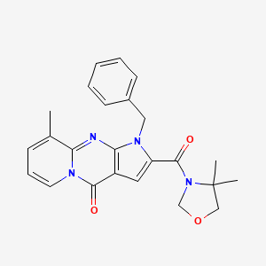 molecular formula C24H24N4O3 B2552070 1-benzyl-2-(4,4-dimethyloxazolidine-3-carbonyl)-9-methylpyrido[1,2-a]pyrrolo[2,3-d]pyrimidin-4(1H)-one CAS No. 896840-36-1