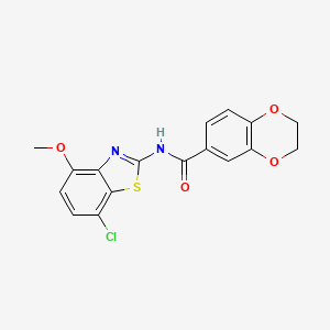 molecular formula C17H13ClN2O4S B2552072 N-(7-chloro-4-methoxy-1,3-benzothiazol-2-yl)-2,3-dihydro-1,4-benzodioxine-6-carboxamide CAS No. 886948-82-9