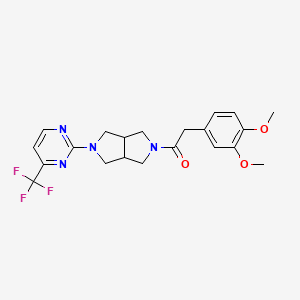 molecular formula C21H23F3N4O3 B2552099 2-(3,4-Dimethoxyphenyl)-1-{5-[4-(trifluoromethyl)pyrimidin-2-yl]-octahydropyrrolo[3,4-c]pyrrol-2-yl}ethan-1-one CAS No. 2415587-00-5