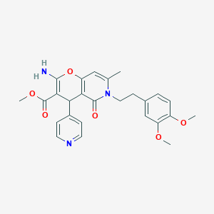 molecular formula C26H27N3O6 B2552105 methyl 2-amino-6-(3,4-dimethoxyphenethyl)-7-methyl-5-oxo-4-(pyridin-4-yl)-5,6-dihydro-4H-pyrano[3,2-c]pyridine-3-carboxylate CAS No. 758702-39-5