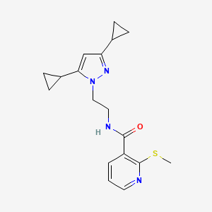 molecular formula C18H22N4OS B2552112 N-[2-(3,5-dicyclopropyl-1H-pyrazol-1-yl)ethyl]-2-(methylsulfanyl)pyridine-3-carboxamide CAS No. 2320380-18-3