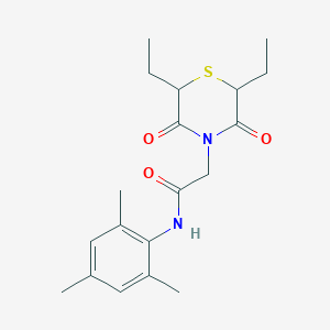 2-(2,6-diethyl-3,5-dioxothiomorpholin-4-yl)-N-(2,4,6-trimethylphenyl)acetamide