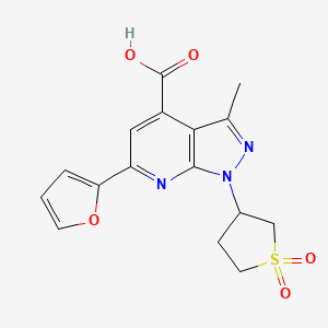1-(1,1-dioxidotetrahydrothiophen-3-yl)-6-(furan-2-yl)-3-methyl-1H-pyrazolo[3,4-b]pyridine-4-carboxylic acid