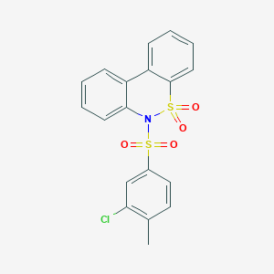 molecular formula C19H14ClNO4S2 B2552207 9-(3-Chloro-4-methylbenzenesulfonyl)-8lambda6-thia-9-azatricyclo[8.4.0.0^{2,7}]tetradeca-1(14),2,4,6,10,12-hexaene-8,8-dione CAS No. 1797296-31-1