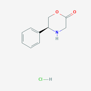 molecular formula C10H12ClNO2 B2552224 (S)-5-Phenylmorpholin-2-one hydrochloride CAS No. 491833-36-4
