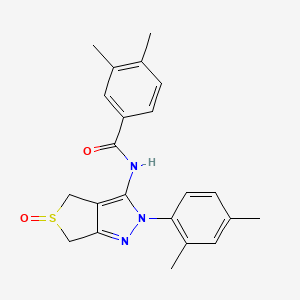 molecular formula C22H23N3O2S B2552229 N-(2-(2,4-dimethylphenyl)-5-oxido-4,6-dihydro-2H-thieno[3,4-c]pyrazol-3-yl)-3,4-dimethylbenzamide CAS No. 1020247-58-8