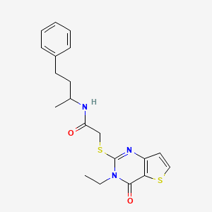 2-[(3-ethyl-4-oxo-3,4-dihydrothieno[3,2-d]pyrimidin-2-yl)sulfanyl]-N-(4-phenylbutan-2-yl)acetamide