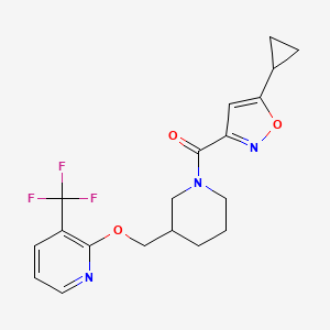 (5-Cyclopropyl-1,2-oxazol-3-yl)-[3-[[3-(trifluoromethyl)pyridin-2-yl]oxymethyl]piperidin-1-yl]methanone