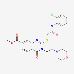 molecular formula C24H25ClN4O5S B2552312 methyl 2-({[(2-chlorophenyl)carbamoyl]methyl}sulfanyl)-3-[2-(morpholin-4-yl)ethyl]-4-oxo-3,4-dihydroquinazoline-7-carboxylate CAS No. 443350-16-1