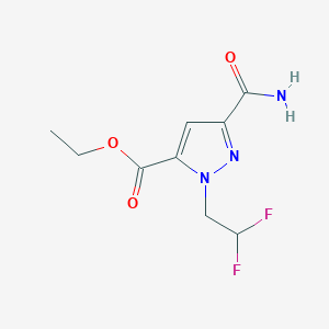 molecular formula C9H11F2N3O3 B2552319 ethyl 3-carbamoyl-1-(2,2-difluoroethyl)-1H-pyrazole-5-carboxylate CAS No. 1946822-84-9