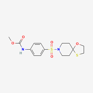 molecular formula C15H20N2O5S2 B2552342 Methyl (4-(1-oxa-4-thia-8-azaspiro[4.5]decan-8-ylsulfonyl)phenyl)carbamate CAS No. 1797247-26-7