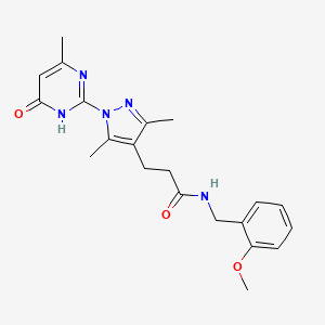 3-(3,5-dimethyl-1-(4-methyl-6-oxo-1,6-dihydropyrimidin-2-yl)-1H-pyrazol-4-yl)-N-(2-methoxybenzyl)propanamide