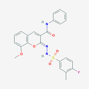 (2Z)-2-{[(4-fluoro-3-methylphenyl)sulfonyl]hydrazono}-8-methoxy-N-phenyl-2H-chromene-3-carboxamide