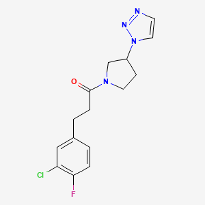 1-(3-(1H-1,2,3-triazol-1-yl)pyrrolidin-1-yl)-3-(3-chloro-4-fluorophenyl)propan-1-one