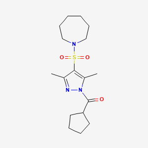 B2552385 (4-(azepan-1-ylsulfonyl)-3,5-dimethyl-1H-pyrazol-1-yl)(cyclopentyl)methanone CAS No. 1019105-37-3