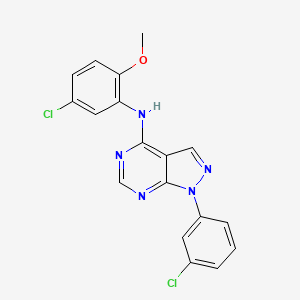 molecular formula C18H13Cl2N5O B2552396 N-(5-chloro-2-methoxyphenyl)-1-(3-chlorophenyl)-1H-pyrazolo[3,4-d]pyrimidin-4-amine CAS No. 852314-13-7