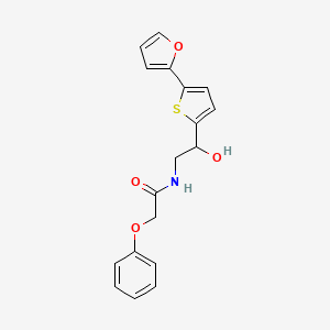 molecular formula C18H17NO4S B2552409 N-{2-[5-(furan-2-yl)thiophen-2-yl]-2-hydroxyethyl}-2-phenoxyacetamide CAS No. 2320856-57-1