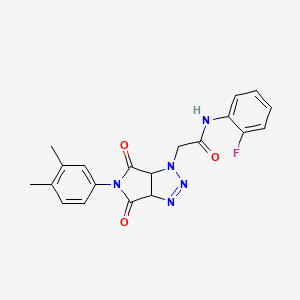 2-(5-(3,4-dimethylphenyl)-4,6-dioxo-4,5,6,6a-tetrahydropyrrolo[3,4-d][1,2,3]triazol-1(3aH)-yl)-N-(2-fluorophenyl)acetamide