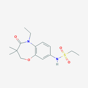 molecular formula C15H22N2O4S B2552429 N-(5-ethyl-3,3-dimethyl-4-oxo-2,3,4,5-tetrahydrobenzo[b][1,4]oxazepin-8-yl)ethanesulfonamide CAS No. 922097-56-1