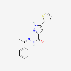 (Z)-3-(5-methylthiophen-2-yl)-N'-(1-(p-tolyl)ethylidene)-1H-pyrazole-5-carbohydrazide