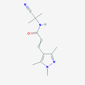 molecular formula C13H18N4O B2552431 N-(1-cyano-1-methylethyl)-3-(1,3,5-trimethyl-1H-pyrazol-4-yl)prop-2-enamide CAS No. 1384821-59-3