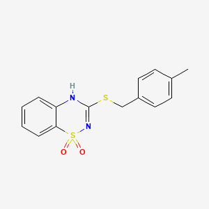 molecular formula C15H14N2O2S2 B2552435 3-[(4-methylbenzyl)thio]-4H-1,2,4-benzothiadiazine 1,1-dioxide CAS No. 896686-10-5