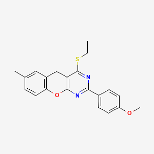 molecular formula C21H20N2O2S B2552436 4-(乙硫基)-2-(4-甲氧基苯基)-7-甲基-5H-苯并[2,3-d]嘧啶 CAS No. 866340-76-3