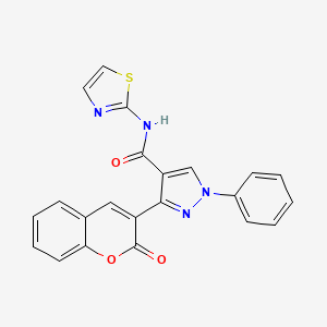 3-(2-oxochromen-3-yl)-1-phenyl-N-(1,3-thiazol-2-yl)pyrazole-4-carboxamide