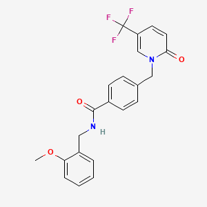 molecular formula C22H19F3N2O3 B2552462 N-(2-methoxybenzyl)-4-{[2-oxo-5-(trifluoromethyl)-1(2H)-pyridinyl]methyl}benzenecarboxamide CAS No. 339025-46-6