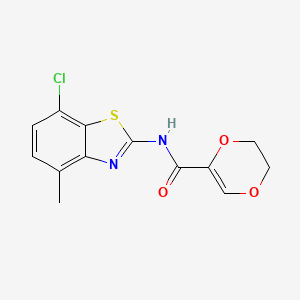 molecular formula C13H11ClN2O3S B2552479 N-(7-chloro-4-methyl-1,3-benzothiazol-2-yl)-5,6-dihydro-1,4-dioxine-2-carboxamide CAS No. 905687-61-8