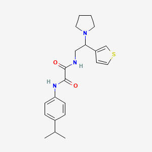 molecular formula C21H27N3O2S B2552481 N'-[4-(propan-2-yl)phenyl]-N-[2-(pyrrolidin-1-yl)-2-(thiophen-3-yl)ethyl]ethanediamide CAS No. 946355-74-4